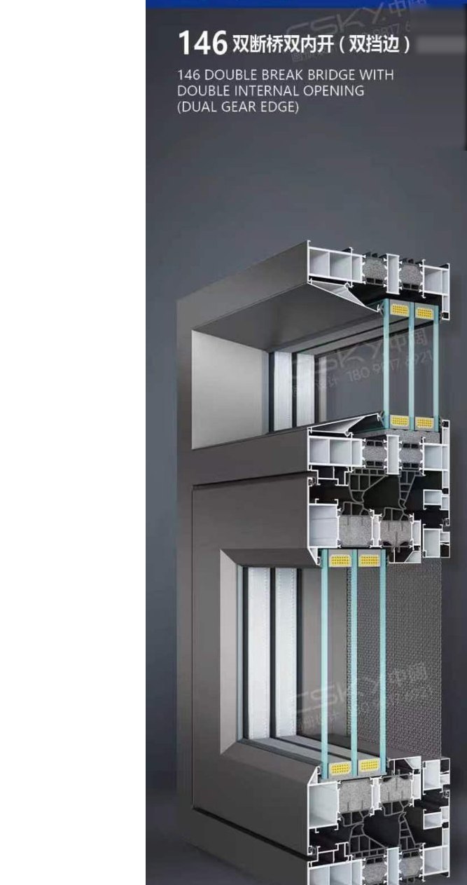 146 双断桥双内开（双挡边） — 146 DOUBLE BREAK BRIDGE WITH DOUBLE INTERNAL OPENING (DUAL GEAR EDGE)